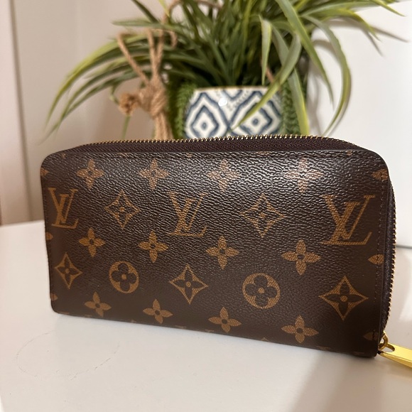 Monogram Zipper Wallet in Brown and Gold - Picture 1 of 4
